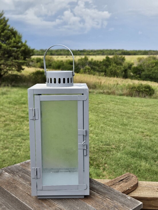 Element Other - Gray Metal Candle Lantern Rustic Farmhouse Decor Glass Holder Fits 3x3 Pillar